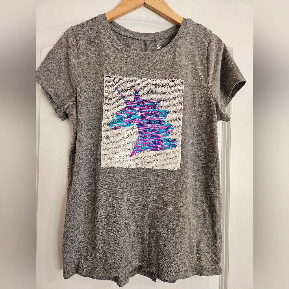 SO Reversible Sequin Tee with Unicorn and Mermaid